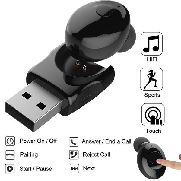 Bluetooth 4.2 Stereo Headset In-Ear Wireless Earphone Hands Free Call For Car