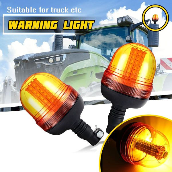 

2pcs 60led rotating flashing amber beacon flexible warning lamp rotating work emergency strobe signal light 12v/24v car truck