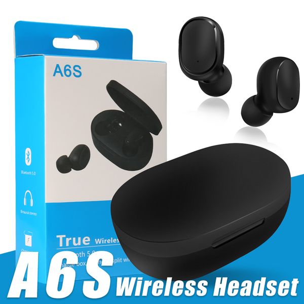 

tws earbuds bluetooth earphones a6s mini wireless headset with charging box bluetooth 5.0 pk i11 i9s i18 i7s with retail box
