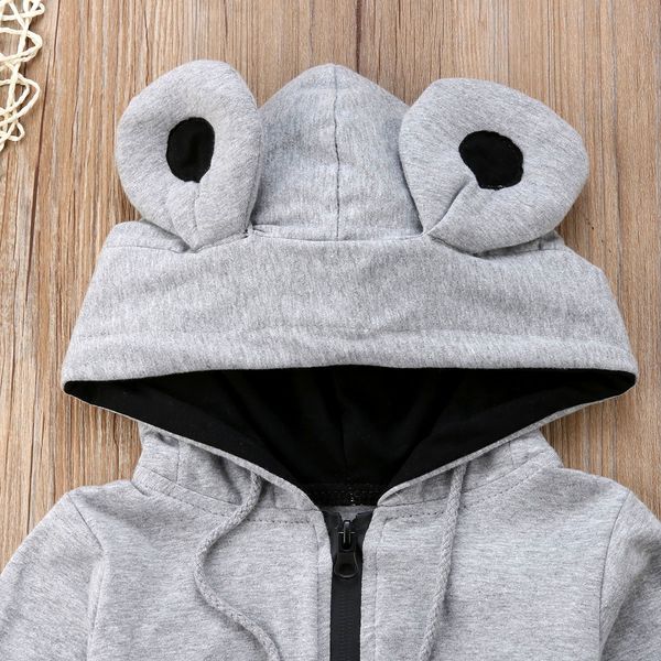 

2018 cute 3d frog baby costume kids girls zipper gray romper jumpsuit outfits hooded autumn winter clothes, Blue