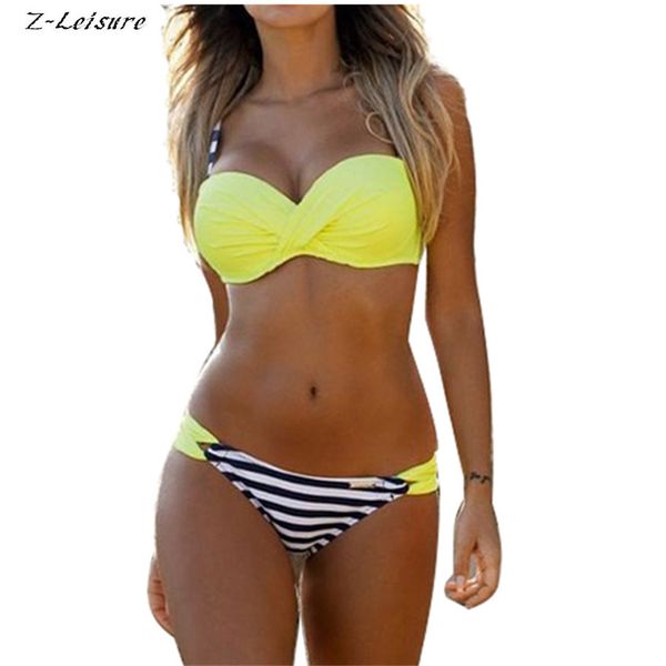 

2017 push up swimwear bikini women low waist stripe polka dot swimsuit beachwear brazilian biquinis maillot de bain bk090