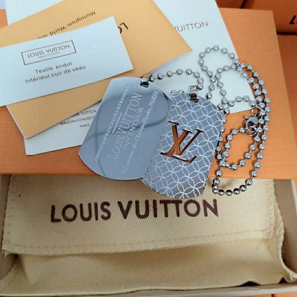 

luxurious women men club hip hop nameplate pendant necklace18k gold titanium steel charm l̴v necklace jewelry 786878 8686, Silver