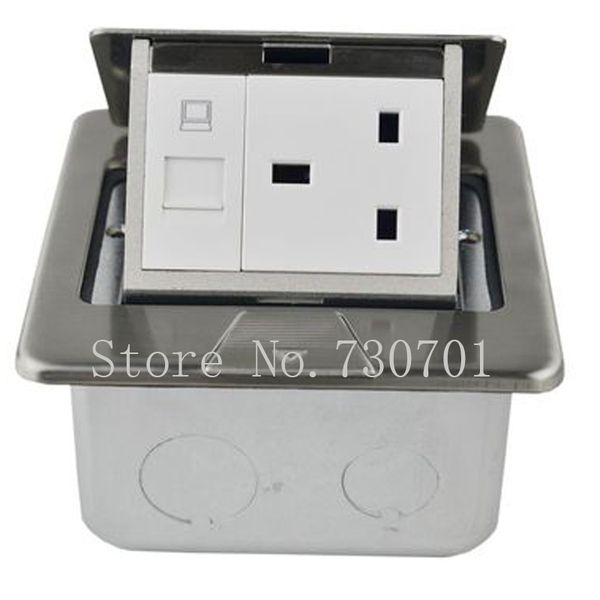 

dubai ultra thin stainless steel ground socket with uk power and computer rj45
