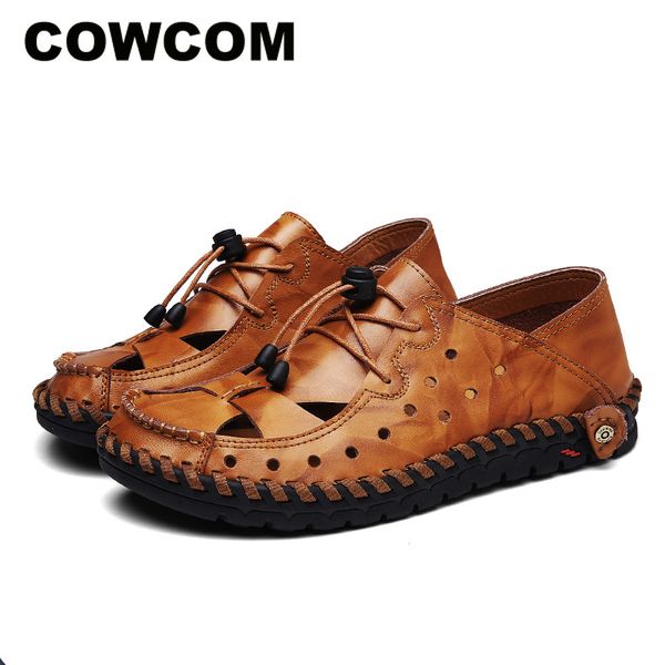 

cowcom men's sandals men's breathable outdoor sports leisure thick-soled anti-skid beach shoes clk-9008, Black