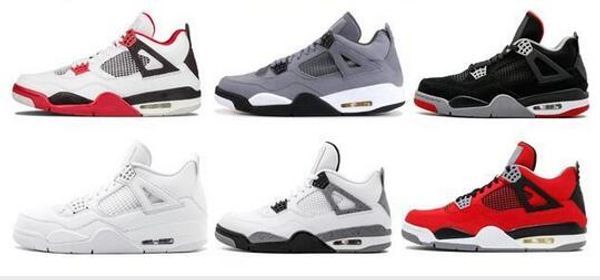 

2019 new 4 4s se fiba gym red bred pure money men basketball shoes white cement fire red pale citron sneakers with box