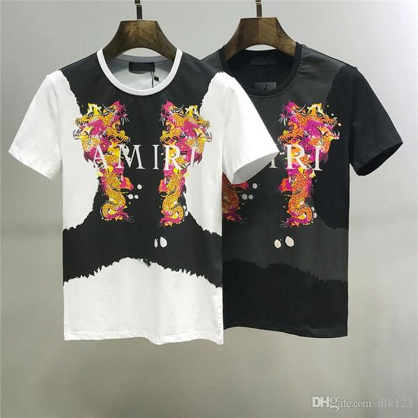 

2019 новая осень мужская футболка мода футболка мода письмо мужская повседневная хлопок с коротким рукавом футболки женщины тонкий азиатский, White;black