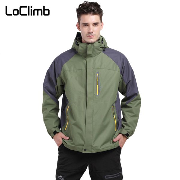

loclimb 3 in 1 brand men's windproof waterproof hiking jackets men outdoor sports coats camping trekking ski windbreaker,am145, Blue;black