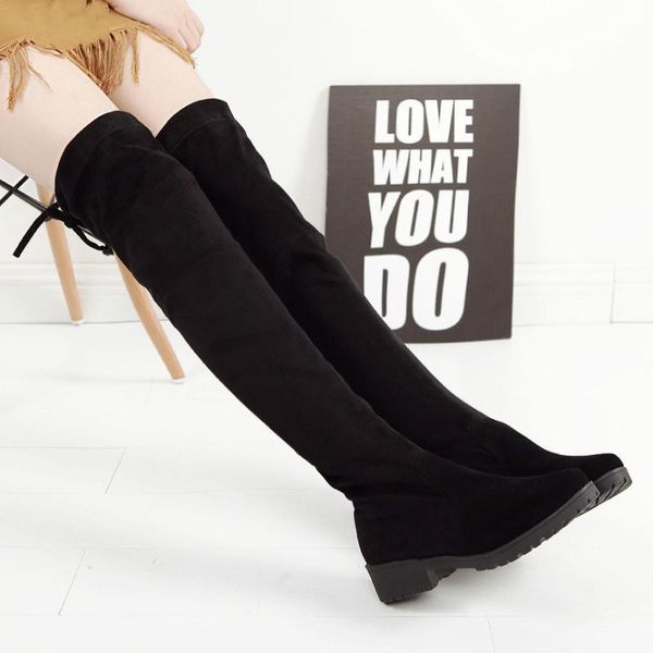 

fashion flock shoes 2019 black botas women new thigh high boots female winter boots women over the knee flat stretch
