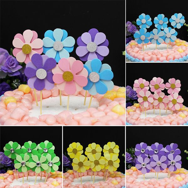 

5bags 30pcs windmill shape five leaves flower party cake dessert ers picks birthday valentine's day wedding party decor