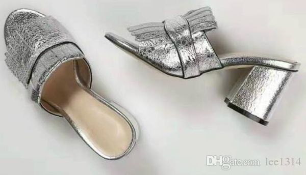 

2017 ss new leather retro square head sandas metal buckle single shoes tassel women's shoes shallow mouth high-heeled shoes, Black