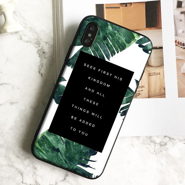 

coque luxury banana leaves quotes phone case for iphone 11 pro xs max xr 8 7 6s plus 5 se case soft black tpu silicone cover.