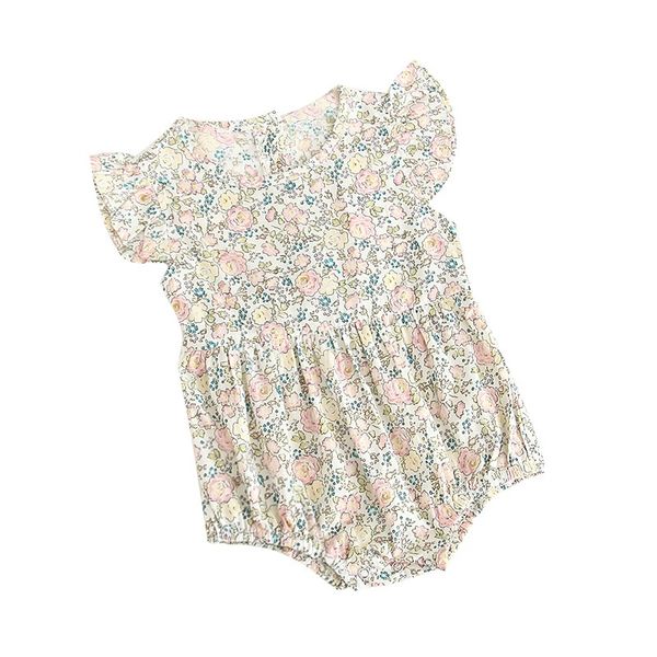

newborn baby clothing print flowers sleeveless bodysuits jumpsuit baby girls clothes 1st birthday girls bodysuits, White