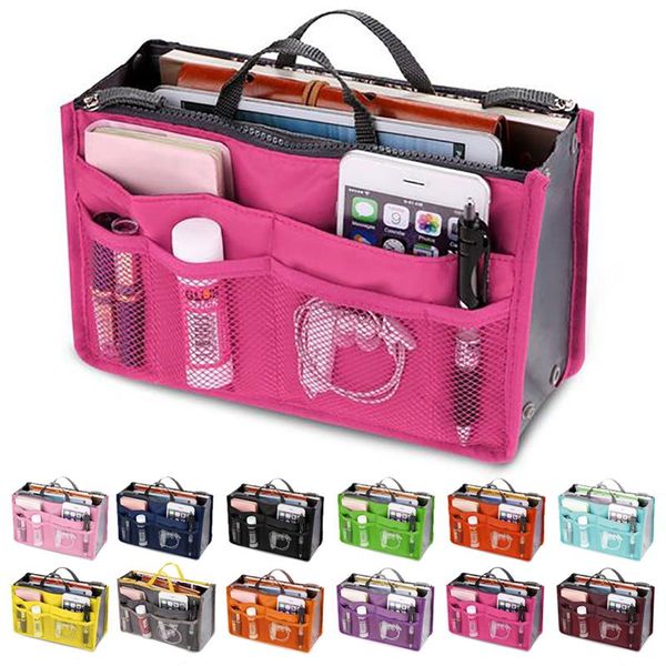 

women comestic organizer bag in bag double zipper portable multifunctional travel pockets handbag makeup