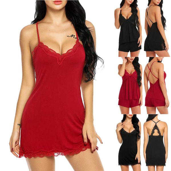 

lingerie women silk lace robe solid sleeveless babydoll nightdress nightgown sleepwear, Blue;gray