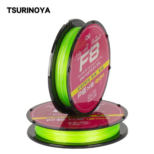 

tsurinoya fishing line f8 long casting 120m 8 прядей плетеная мультифиламентная прочная pe-линия 11-45lb гладкая плетет проволоку