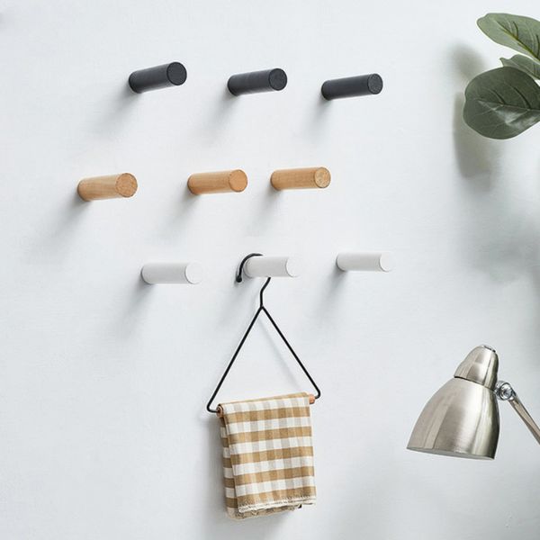 

natural wood clothes hanger wall mounted coat hook decorative key holder hat scarf handbag storage hanger bathroom rack