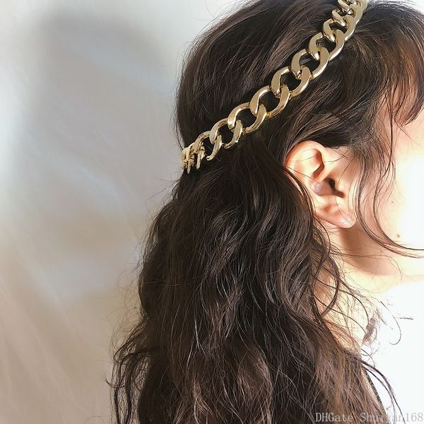 

metal chains headband boho vintage for women girls elastic rope headband punk wedding party hair band bridal hair accessory jewelry gift, Silver