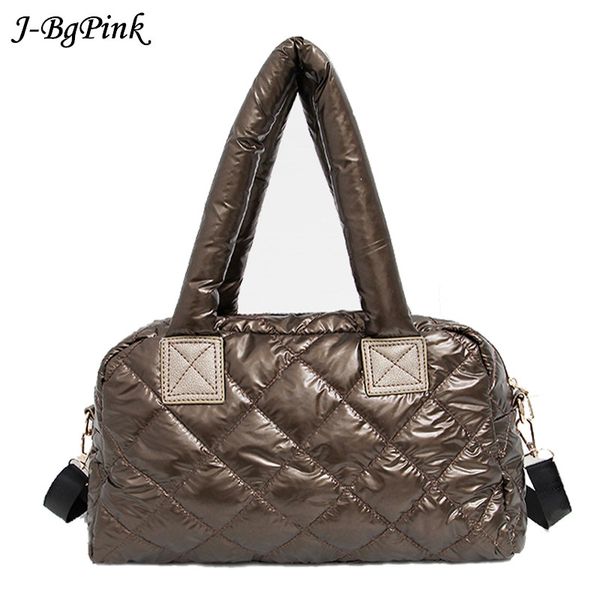 

2019 new bale winter bag for women casual cotton space quilted feather bag for women grillwork handbag shoulder