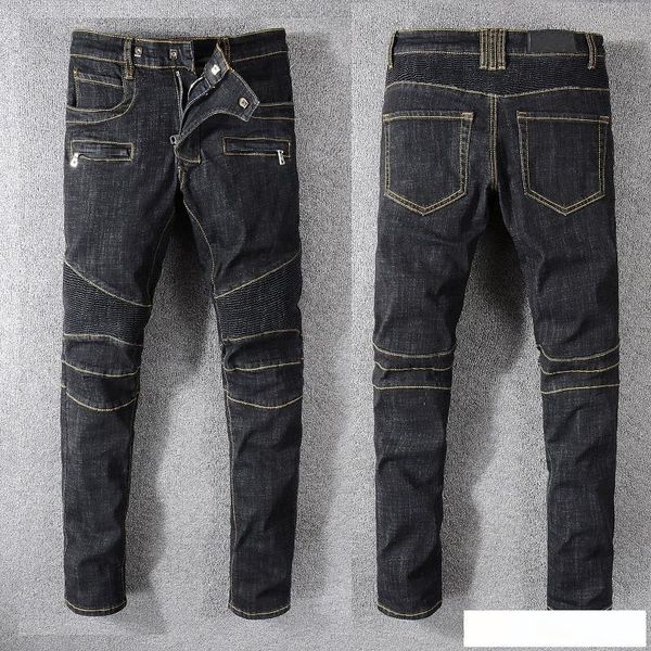 

новый стиль известный jeans classi прямой fitt biker casual fit брюки cowboy известный бренд zipper designer горячее mens designer размер 29, Blue