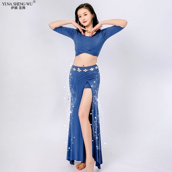

stage wear women fashion bellydance oriental costumes set skirts split practice clothes skirt professional belly dance, Black;red