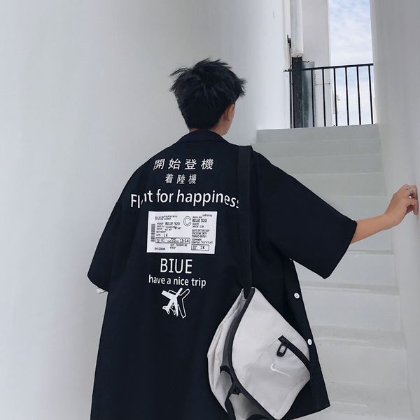

2019 новая корейская версия прилив мужской harajuku качества уличных мужчин свободная печать хлопка супер огонь большой размер повседневная, White;black