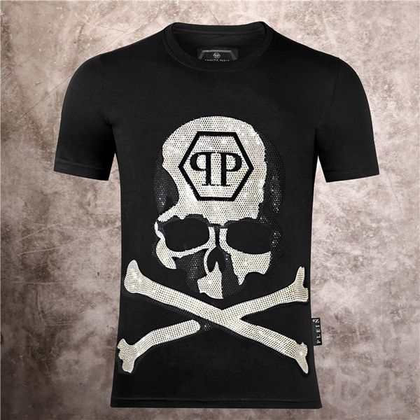 

pp philip plain brand mens designer t shirts firmata uomo fashion luxury designer t shirt summer homme mens skull tshirt tee 522