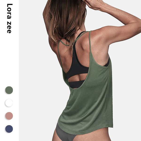

lora zee light weight backless yoga women super soft sleeveless pink workout shirt loose fit cute blouse sport gym top, White;red