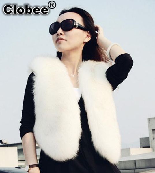 

2019 colete de pele feminina income winter outerwear faux fur sleeveless vests jacket short fluffy waistcoat overcoat yr212, Black