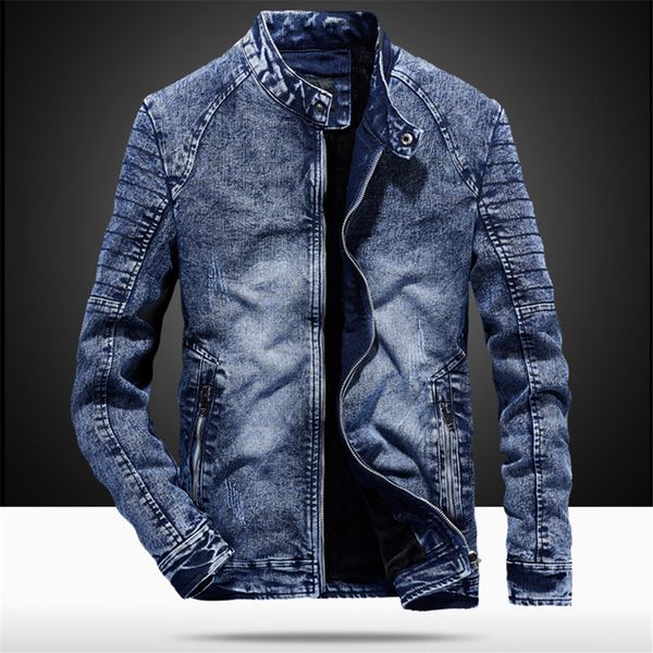 

vintage denim jackets men slim fit solid color casual mens jeans coat 2019 fashion vintage clothes for men black blue, Black;brown