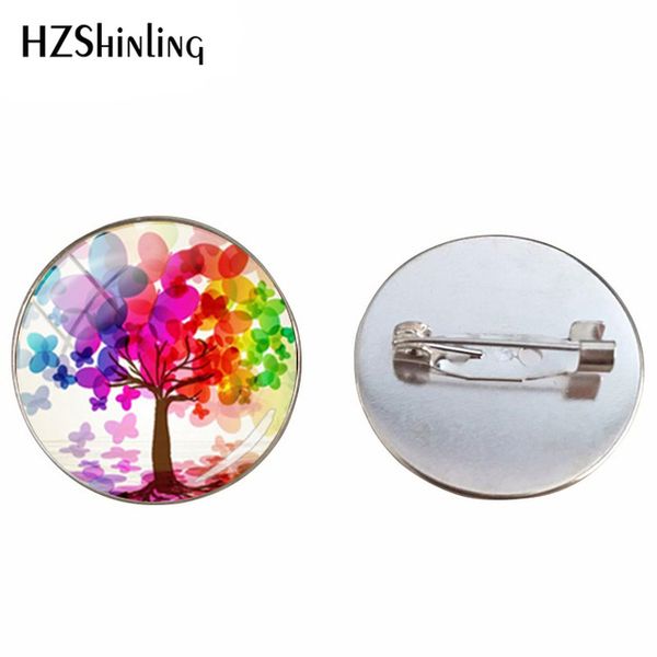 

2019 new fashion life tree glass cabochon brooches tree of life jewelry pin hand craft sliver art brooch pin gift for women men, Gray