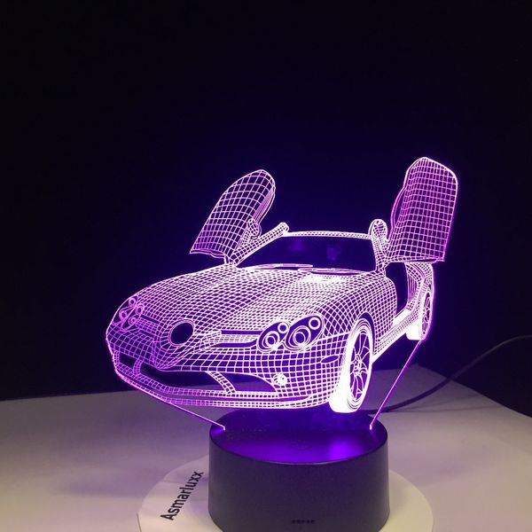 

scissor doors new sports car 3d lamp usb night light multicolors lava led rgbw lighting luminaria table kids christmas gifts