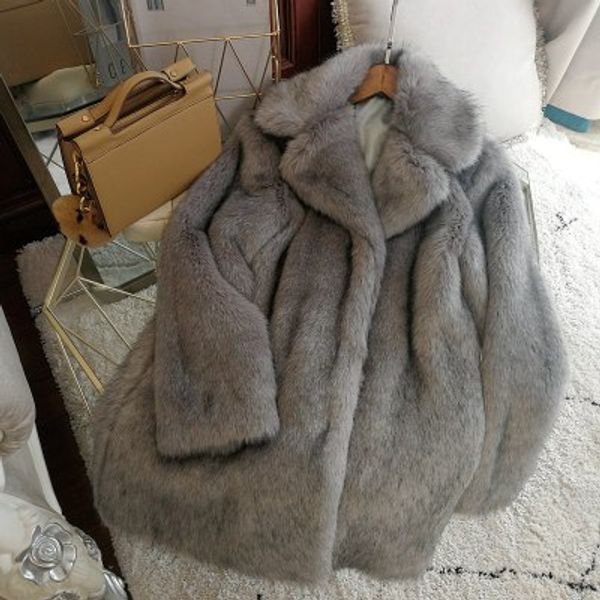 

2019 new style high-end fashion women faux fur coat s89, Black