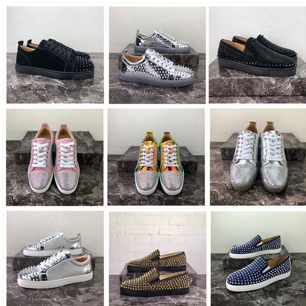 

2020 Дизайнерская Обувь Мужчины Женщины Мода Спайк Кроссовки Черный Красный Белый