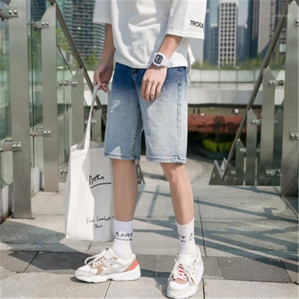 

five-point jeans hole colorblock men denim shorts summer zipper casual shorts pants male fashion new skate board harem ripped jogger, Blue