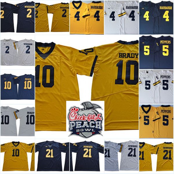 

Mens NCAA Michigan Wolverines Tom Brady Jersey Charles Woodson Jabrill Peppers Desmond Howard Jim Harbaugh Michigan Wolverines Jersey S-3XL