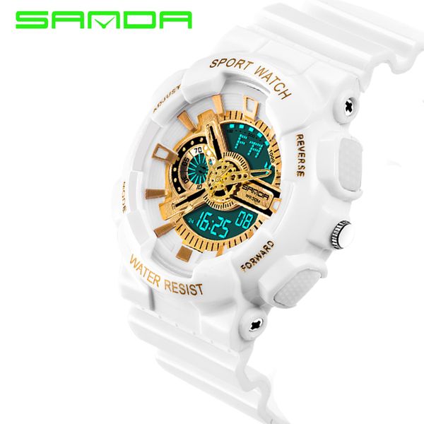 

sanda fashion men digital watch s analog quartz men wrist watch led waterproof male clock relogio masculino, Slivery;brown
