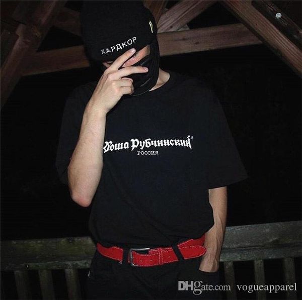 

мужская одежда летняя футболка гоша 17aw русские буквы футболка мужчины женщины ins горячие продажи любителей футболки, White;black