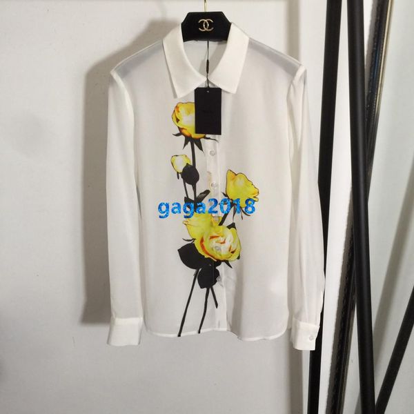

высокого класса женщины девушки лоскутное рубашки шелковые цветы розы мотив винтаж нагрудные шеи длинным рукавом tee блузка впп дизайн мода, White