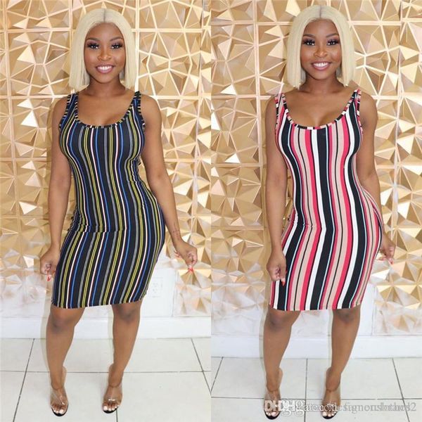 

womens striped print belt dresses casual sling scoop neck dress base apparel strap sashes sleeveless clothing, Black;gray