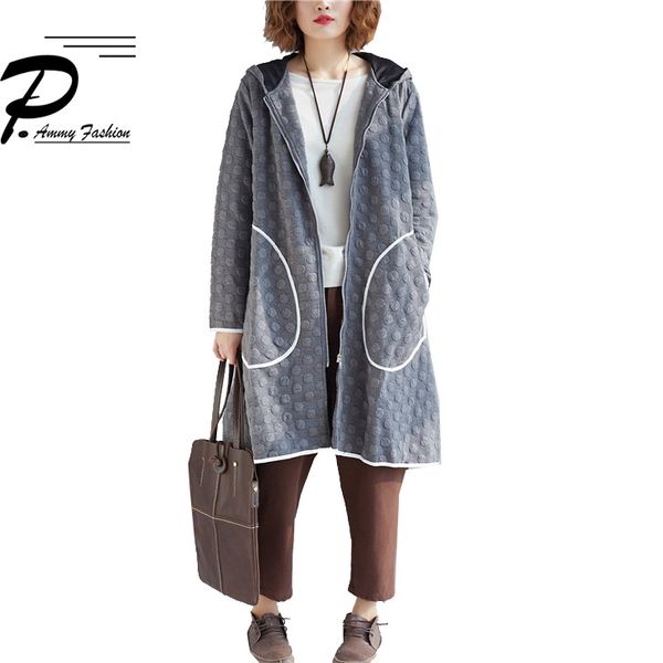 

fashion quilted zipper coats hooded pocket long sleeve plus size cardigan dress spring autumn parkas women solid loose outwear, Tan;black