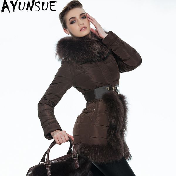 

2019 winter duck down jacket woman hooded large fur collar korean down coat detachable sleeve women's jackets 1035 kj2758, Black