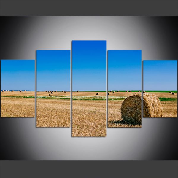 

5 piece large size canvas wall art pictures creative russian wheat fields scenery small town poster art print oil painting for living room