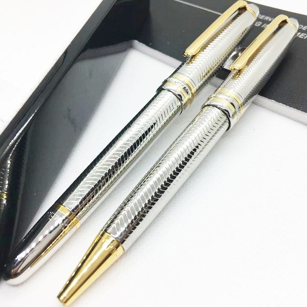 

2 pcs pen set luxury meisterstcek 163 wave rollerball pen ballpoint pen stationery school office supplies with monte serial number xy2006108