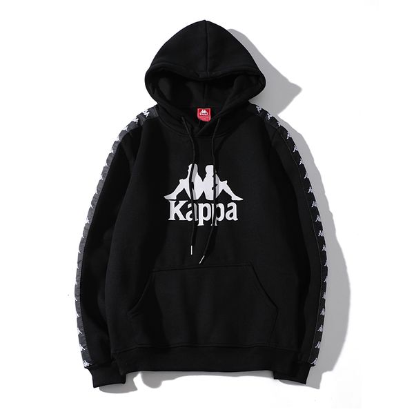 

19 kappa hoodie brand men fa hion the new luxe embroidery brand cla ic man weat hirt pullover women comfortable hooded weater pot, Black
