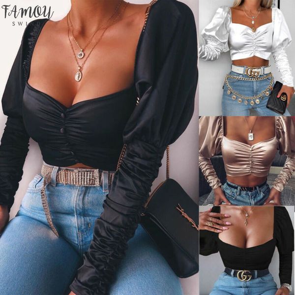 

2020 fashion new women v neck blouses tulle ruffle long sleeve shirt solid women shirts versatile autumn women, White