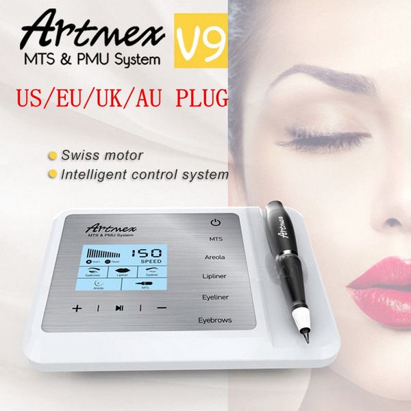 Gute Qualität!!! 5-in-1-Funktion Artmex V9 Digitale Permanent-Make-up-Maschine MTS PMU Derma Pen Augenbrauen Lip Eyeline Hautpflege Schönheit