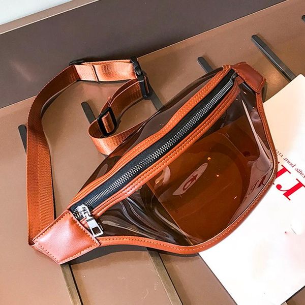 

women fashion solid color shoulder bag transparent diagonal package chest bag summer transparent jelly multifunctional belt