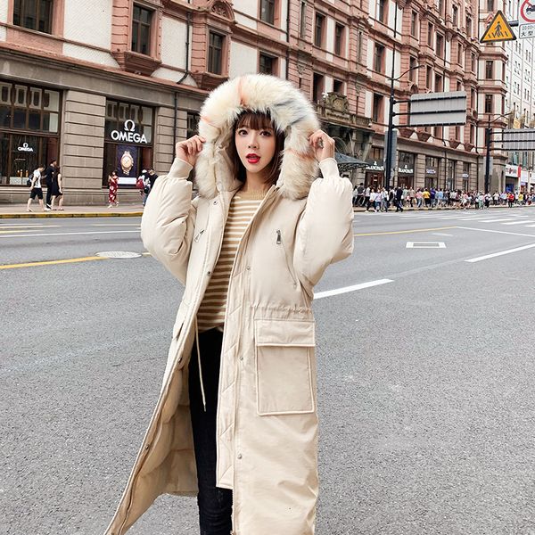 

jacket 2019 winter back season special selling cotton easy down cotton-padded clothes woman long fund overknee loose coat tide, Black