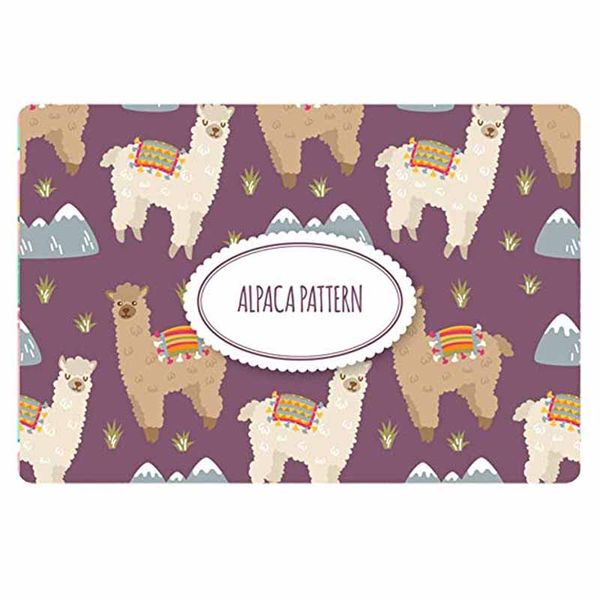 Cartoon Llama Alpaca Door Mat Purple Non Slip Rubber Doormat Area Carpet Shoes Rug Outdoor Bar Stool Cushions Outdoor Wicker Seat Cushions From