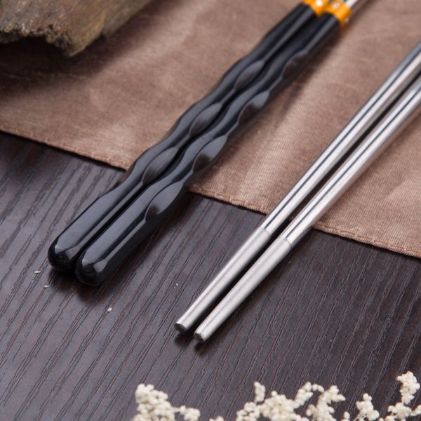 

5 pair koaren chopstick resuable china chop sticks black silver alloy chinese chopsticks set household dinnerware cutlery chopsticks